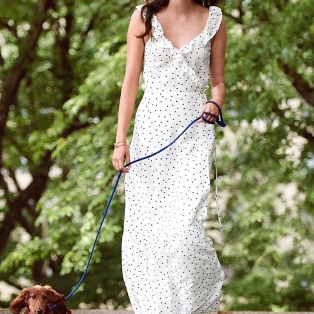H&M Elegant White Polka Dot Dress